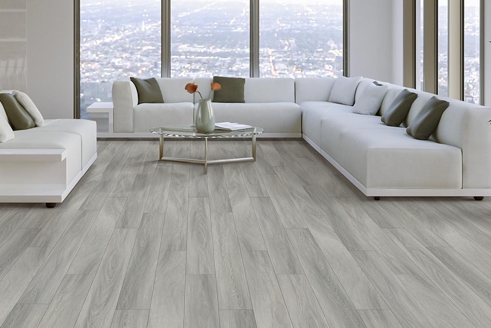 Living Room Gray Greige Luxury Vinyl Plank LVP -  CarpetsPlus of Pocatello in Pocatello, ID